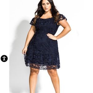 City Chic Navy Lace dress - size 18